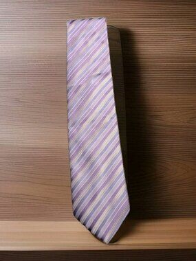 Silk Rhino Neck Tie in Shades of Purple Stripes